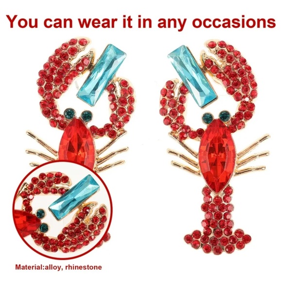 Red and Blue Lobster Earrings never worn - Picture 2 of 7